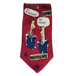 Vintage TeeHee Political Humor Men's Necktie 100% Silk 90s Satire Novelty Red